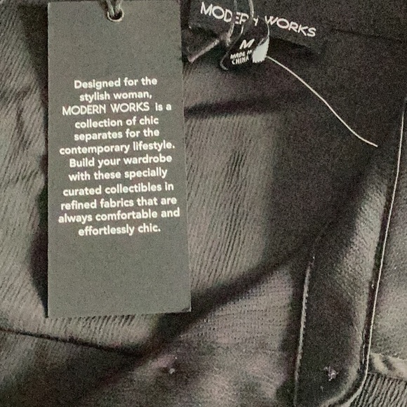 Modern Works Black Button-Up Top with Drawstring Waist - Picture 3 of 7